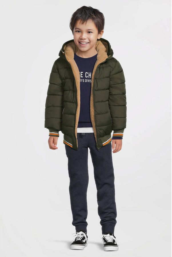 Anytime korte gewatteerde reversible jas khaki - Foto 4