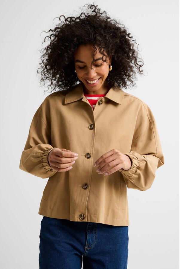 Anytime korte trenchcoat zand