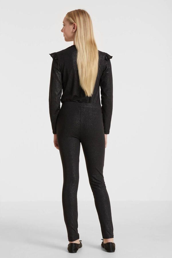 Anytime legging zwart zilver Meisjes Katoen Effen 134 140 - Foto 3