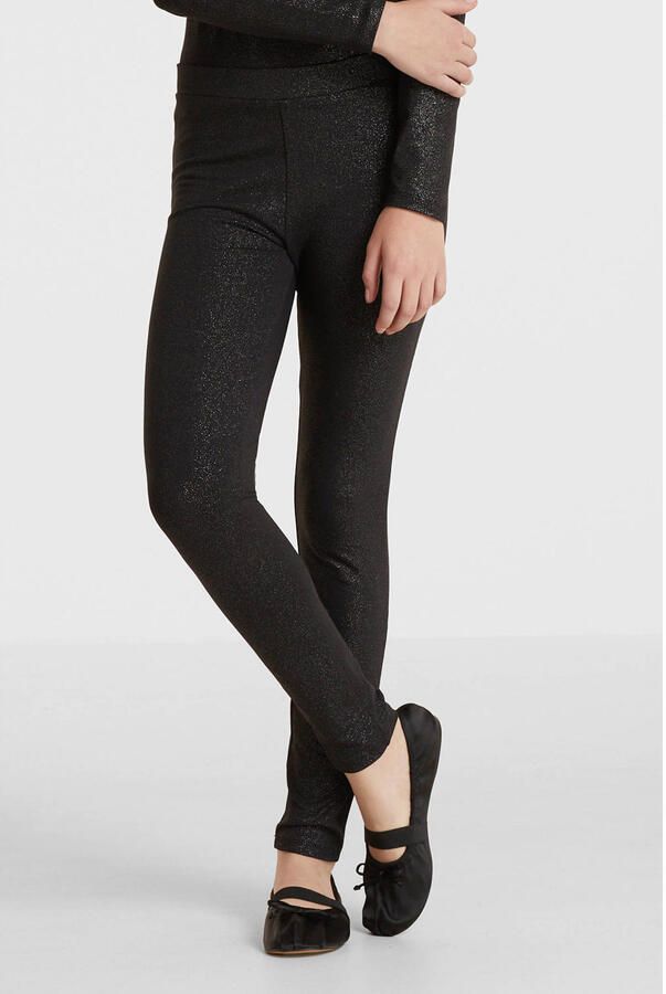 Anytime legging zwart zilver Meisjes Katoen Effen 134 140 - Foto 2