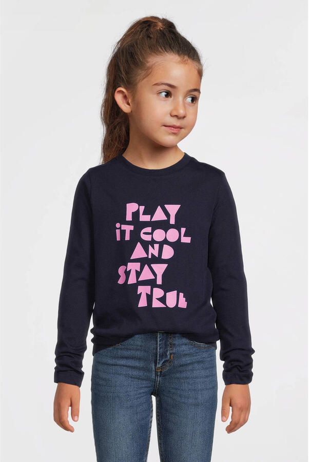 Anytime longsleeve met printopdruk donkerblauw - Foto 2