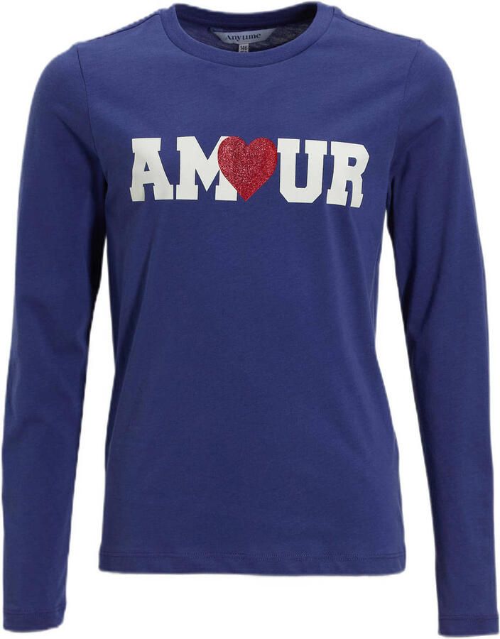 Anytime longsleeve met printopdruk paars