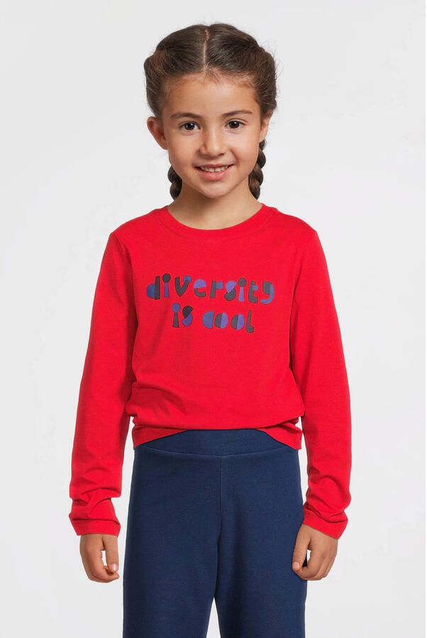 Anytime longsleeve met printopdruk rood - Foto 3