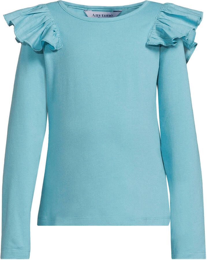 Anytime longsleeve met ruches lichtblauw