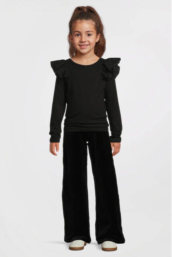 Anytime longsleeve met ruches zwart