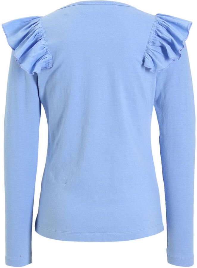 Anytime longsleeve met ruffle blauw Meisjes Katoen Ronde hals Effen 134 140 - Foto 2