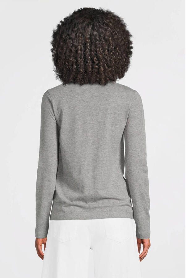 Anytime longsleeve met V-hals grijs melange - Foto 2