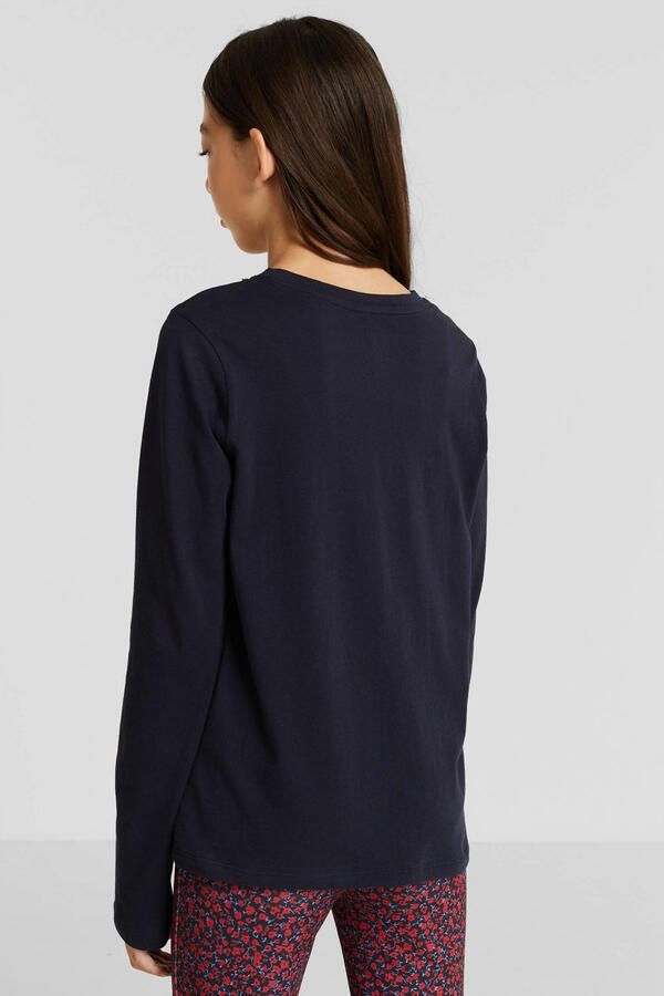 Anytime longsleeve T-shirt donkerblauw Meisjes Katoen Ronde hals Effen 110 116 - Foto 3