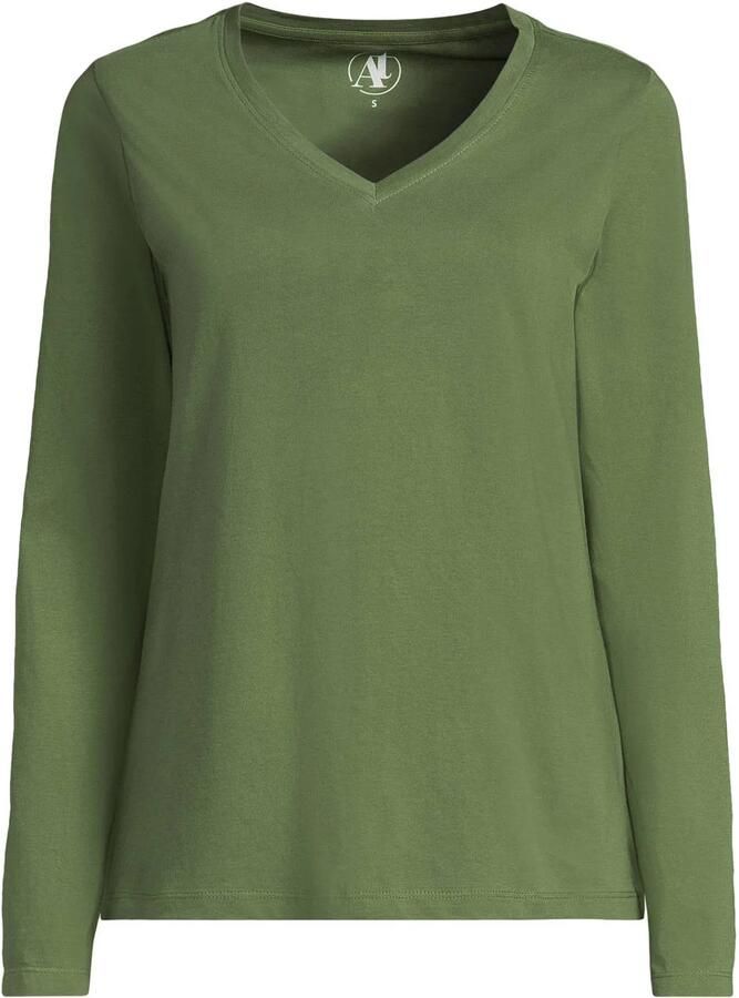 Anytime longsleeve V-hals olijfgroen