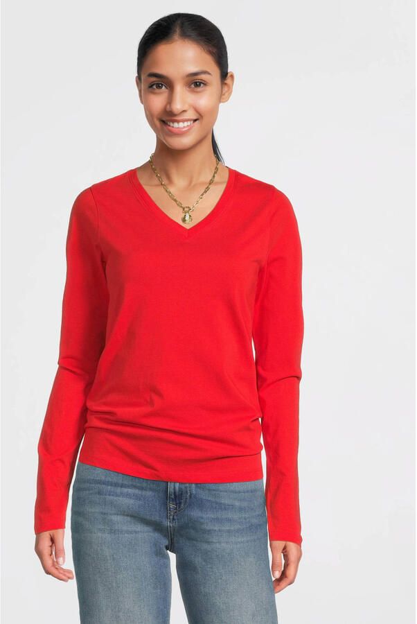 Anytime longsleeve V-hals rood