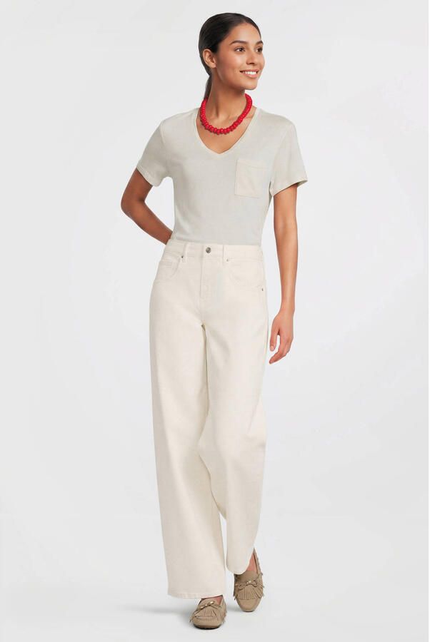 Anytime loose fit T-shirt met V-hals wit - Foto 3
