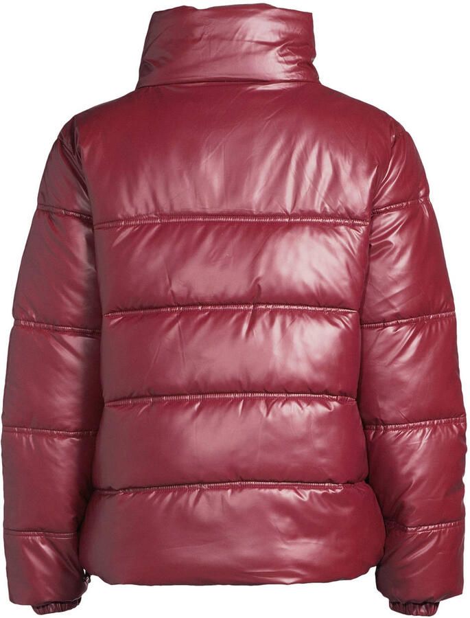 Anytime metallic gewatteerde jas donkerrood