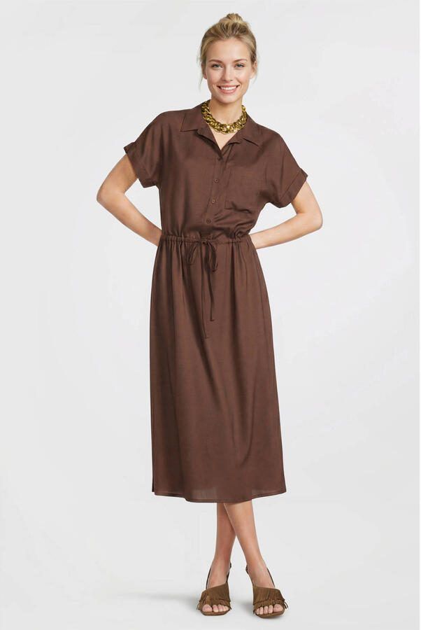 Anytime midi jurk bruin