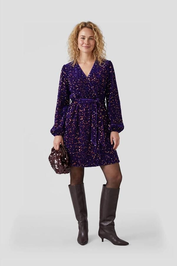 Anytime midi jurk met pailletten blauw - Foto 3