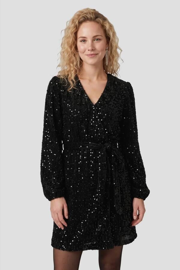 Anytime midi jurk met pailletten zwart