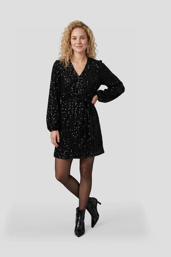 Anytime midi jurk met pailletten zwart - Foto 3