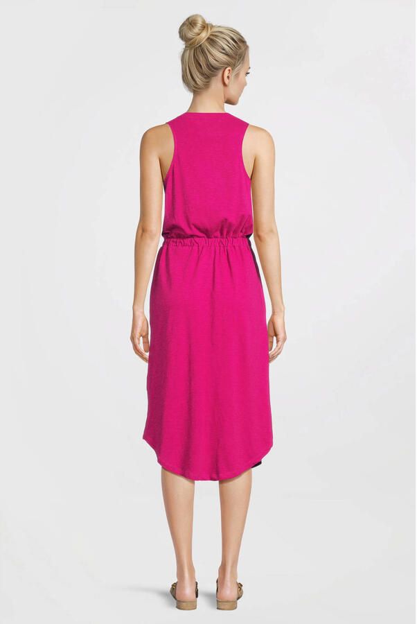Anytime midi jurk met V-hals fuchsia - Foto 2