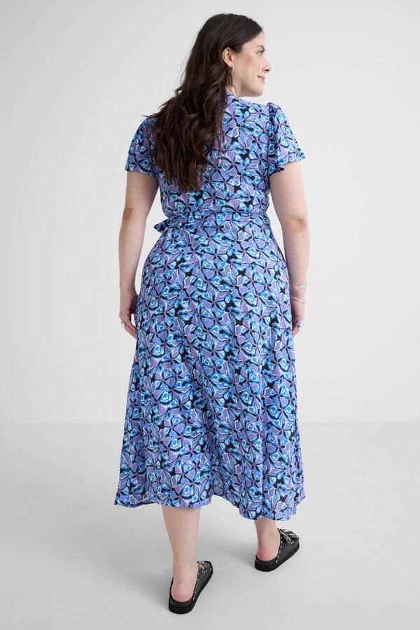 Anytime midi overslagjurk all-overprint blauw - Foto 2