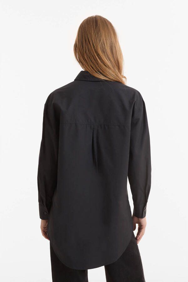 Anytime oversized poplin blouse zwart - Foto 2
