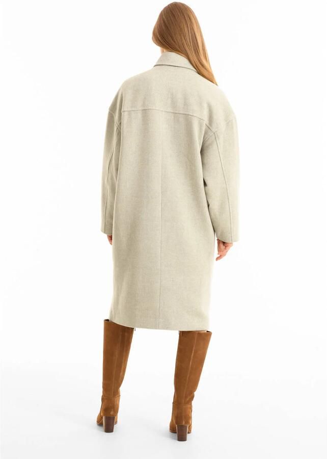 Anytime oversized wollen jas crème - Foto 2