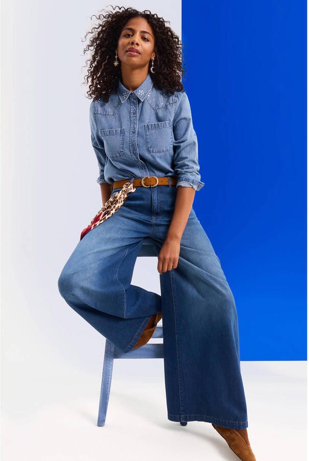 Anytime palazzo wide leg jeans blauw
