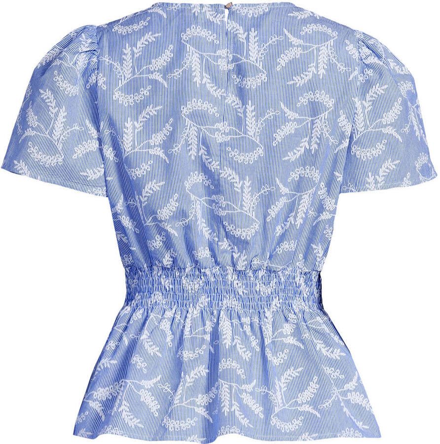 Anytime peplum top met all-overprint blauw - Foto 2