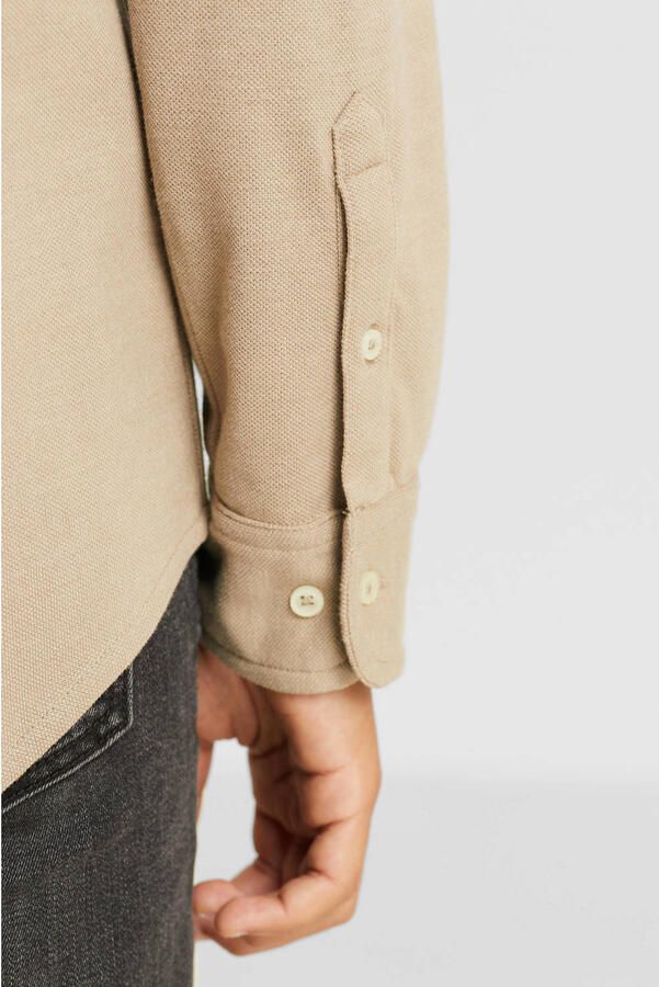 Anytime jersey overhemd beige Jongens Katoen Klassieke kraag Effen 110 116 - Foto 3