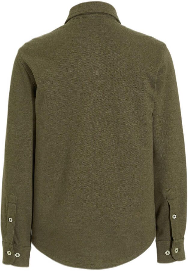 Anytime jersey overhemd khaki Groen Jongens Katoen Klassieke kraag Effen 110 116