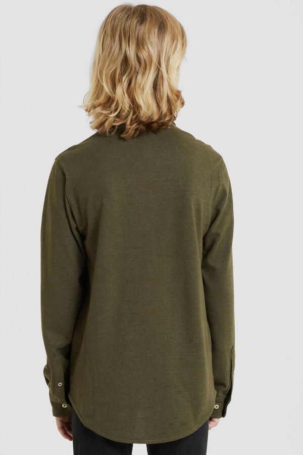 Anytime jersey overhemd khaki Groen Jongens Katoen Klassieke kraag Effen 110 116 - Foto 2