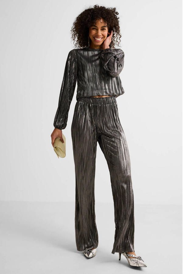 Anytime plisse wide leg zilver - Foto 2
