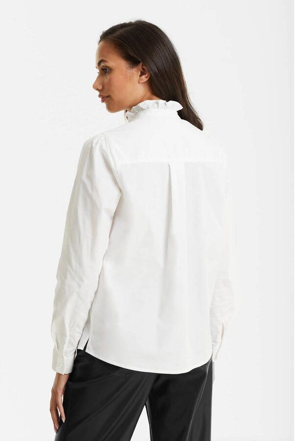 Anytime poplin blouse met ruches wit - Foto 2
