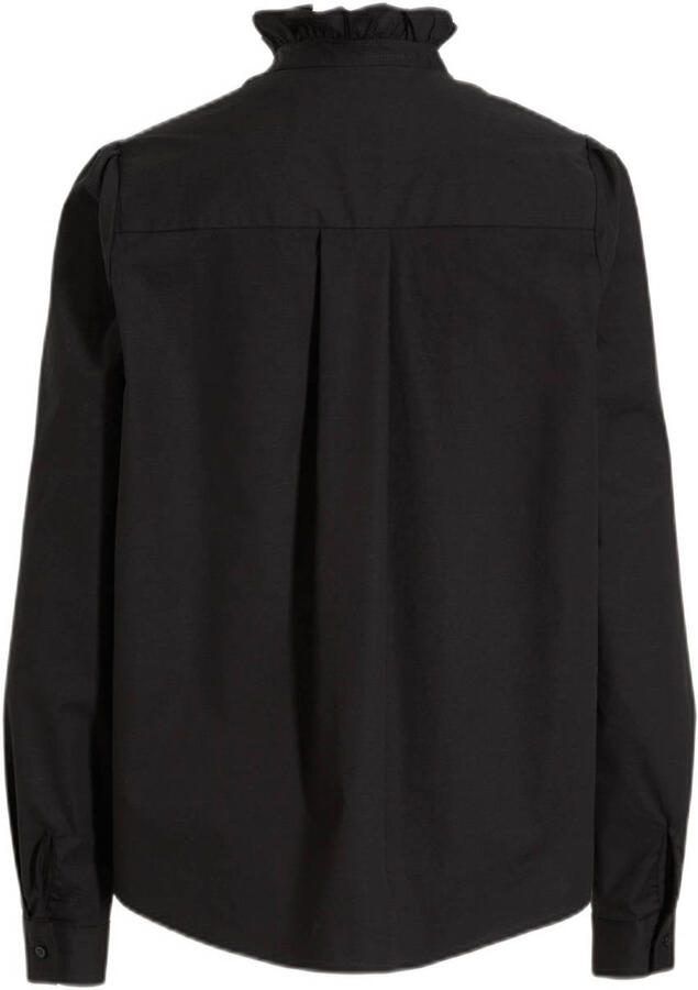 Anytime poplin blouse met ruches zwart - Foto 2