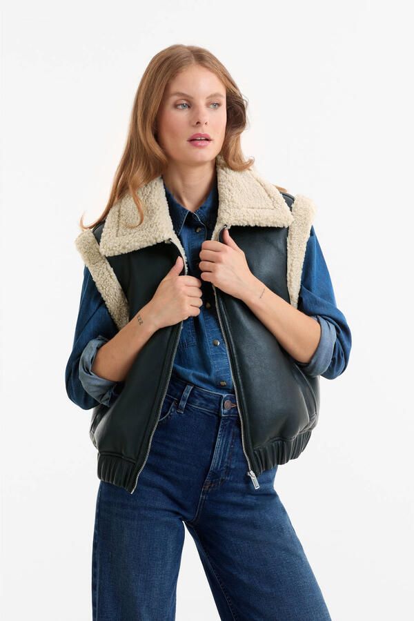 Anytime imitatieleren gilet zwart - Foto 3