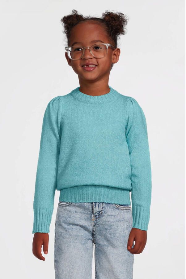 Anytime puff sleeve gebreide trui blauw - Foto 3
