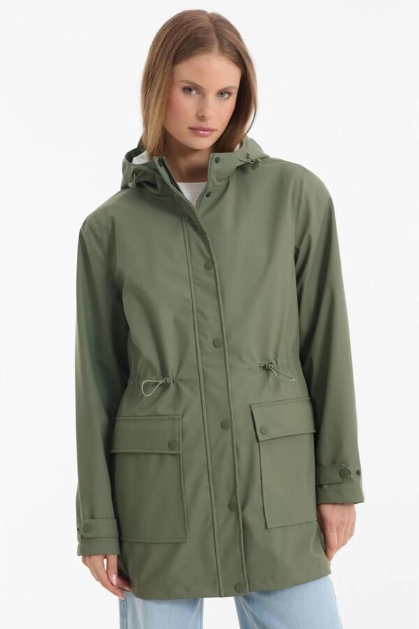 Anytime regenjas met capuchon khaki - Foto 3