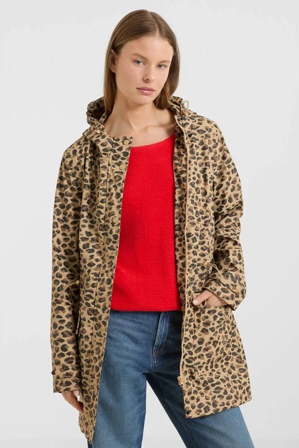 Anytime regenjas met capuchon leopard print
