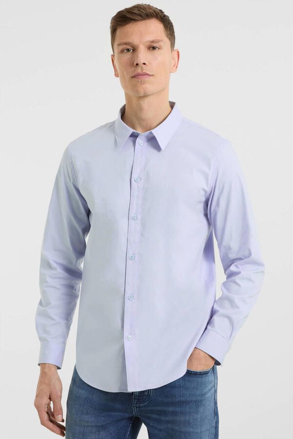 Anytime regular fit poplin overhemd lichtblauw - Foto 3