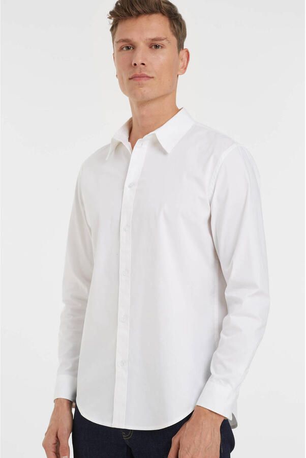 Anytime regular fit poplin overhemd wit - Foto 3