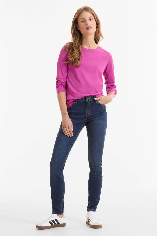 Anytime regular waist skinny jeans donker gewassen blauw - Foto 3