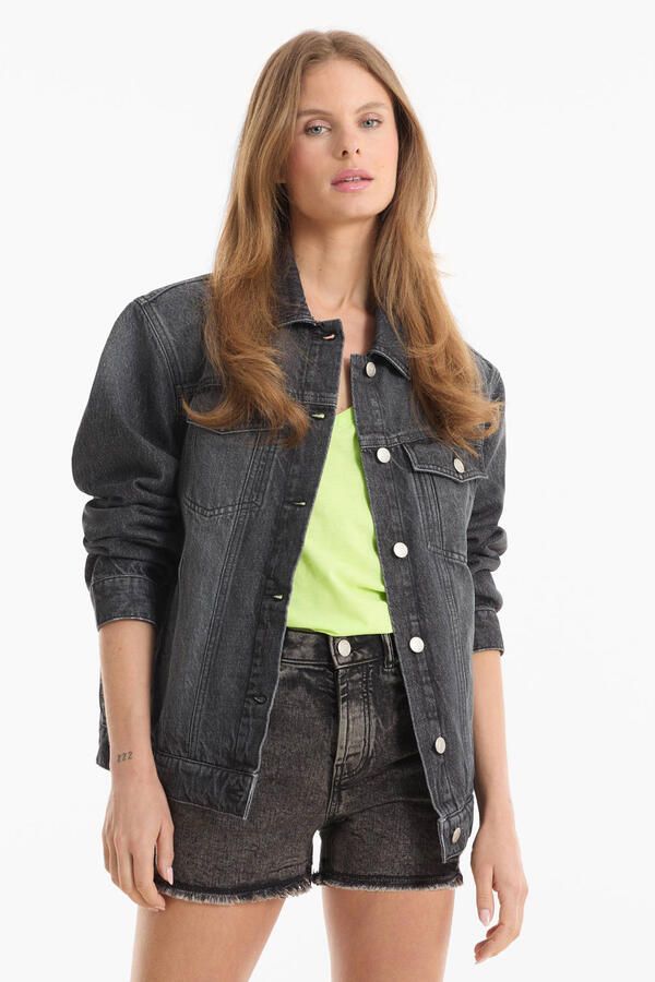 Anytime relaxed denim jacket zwart
