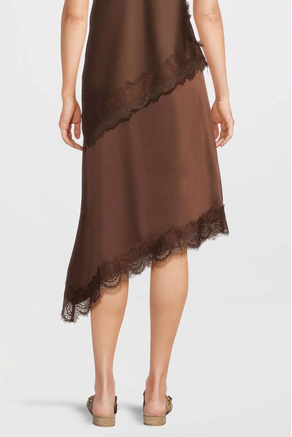 Anytime satijnen asymmetrische midi rok bruin - Foto 2