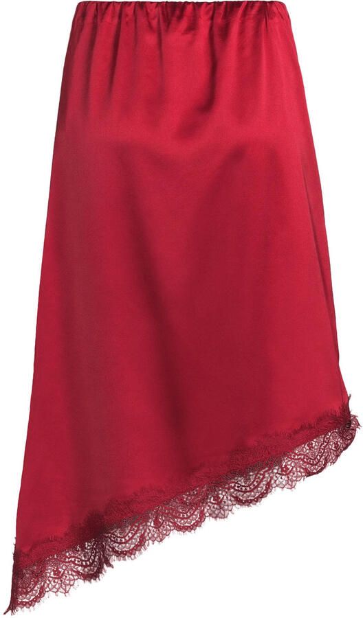 Anytime satijnen asymmetrische midi rok donkerrood - Foto 3