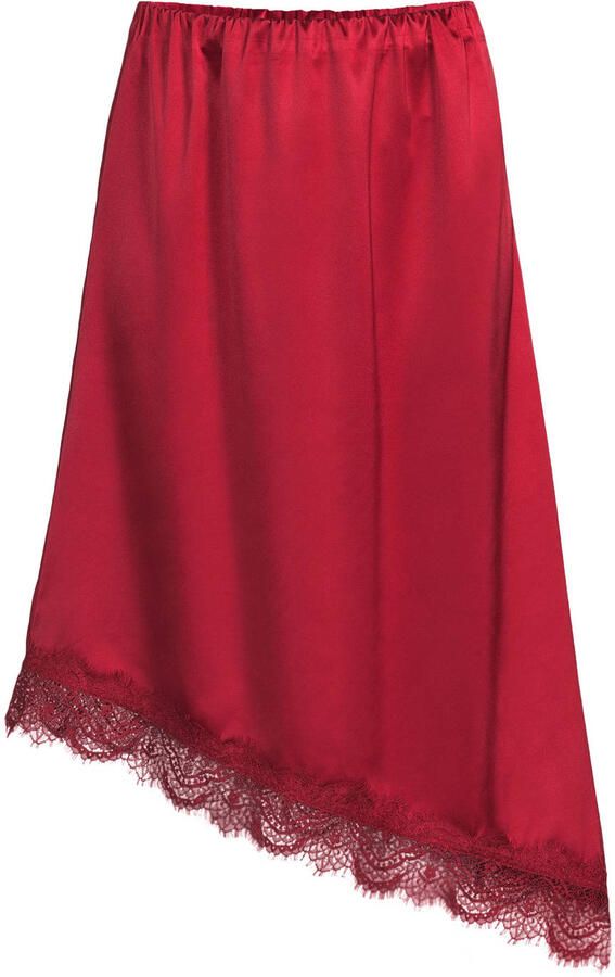 Anytime satijnen asymmetrische midi rok donkerrood - Foto 2
