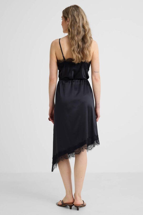 Anytime satijnen asymmetrische midi rok zwart - Foto 2