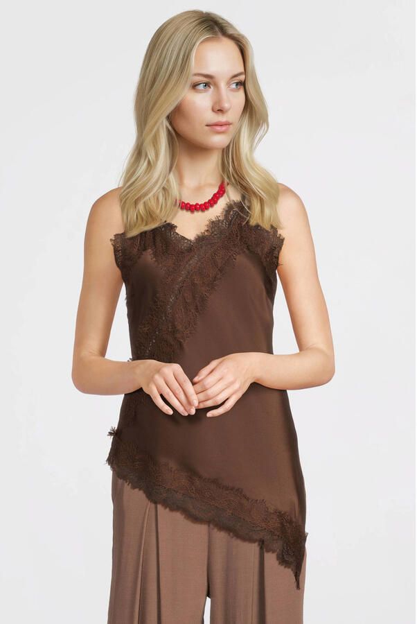 Anytime satijnen asymmetrische top bruin