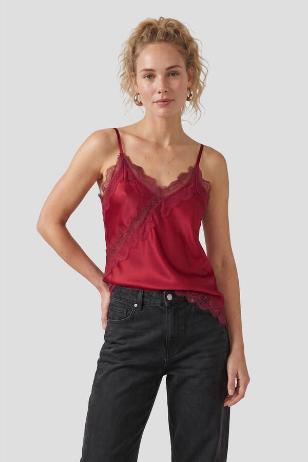 Anytime satijnen asymmetrische top donkerrood