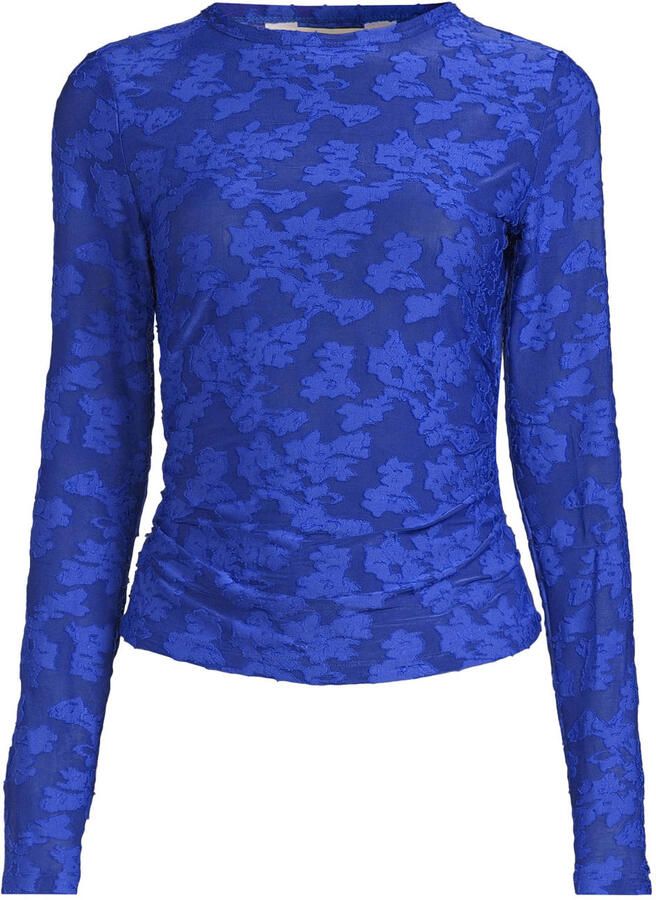 Anytime semi-transparante top met textuur blauw - Foto 1
