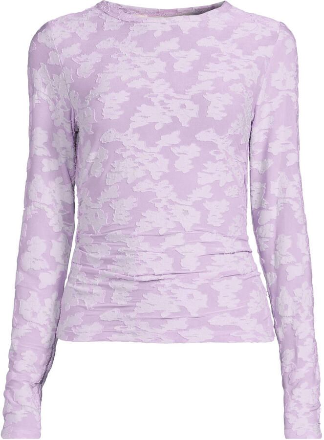 Anytime semi-transparante top met textuur lila