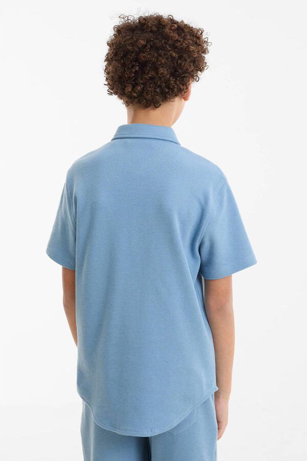 Anytime shirt waffle blauw - Foto 3