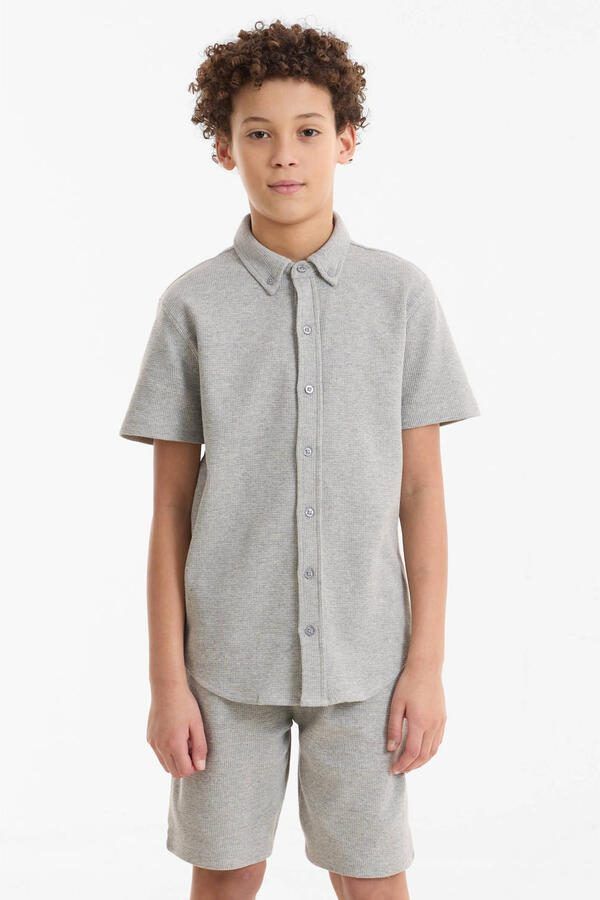 Anytime shirt waffle grijs